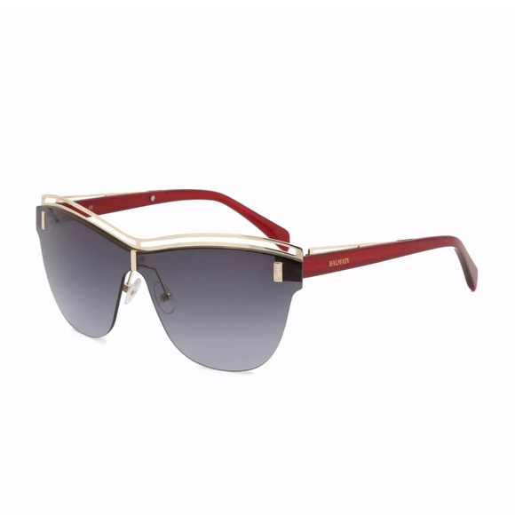 NWOT BALMAIN RED GOLD SUNGLASSES UVB GREY GRADIENT - Picture 1 of 7